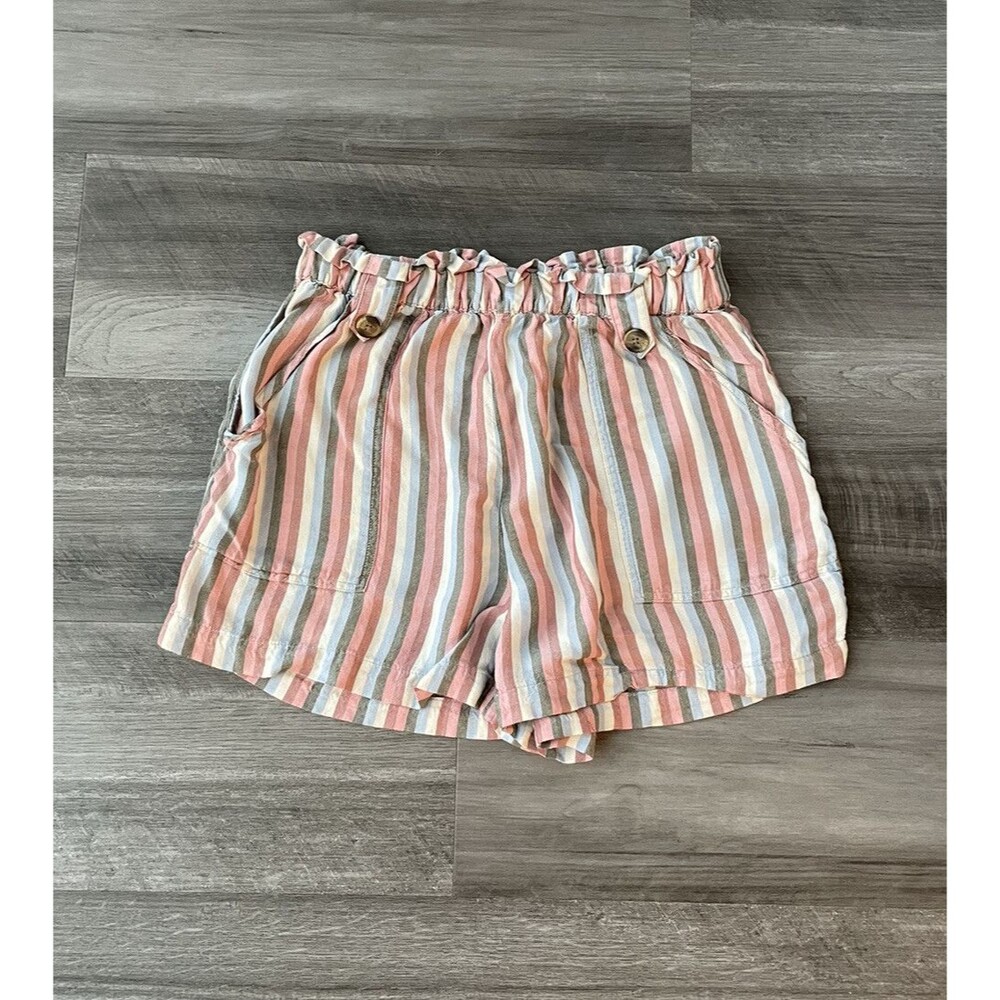 American Eagle Striped Shorts Size S Pink Blue Viscose